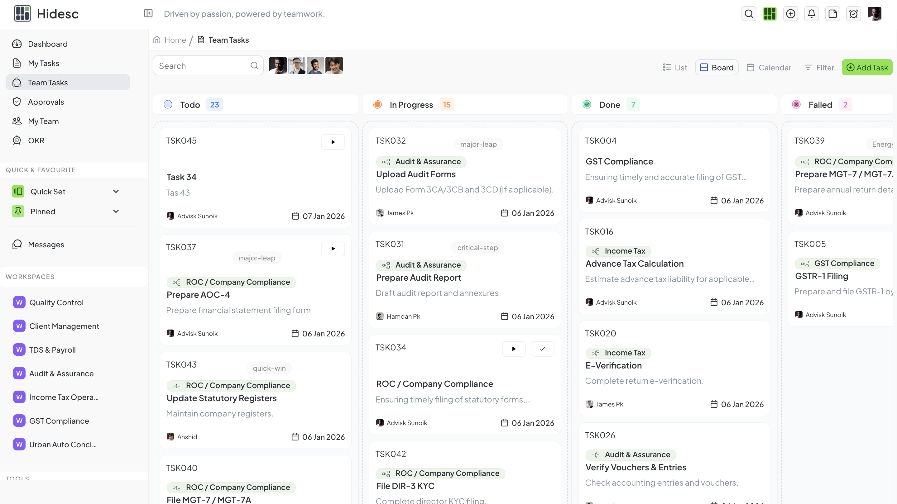 Board View - Kanban style task management