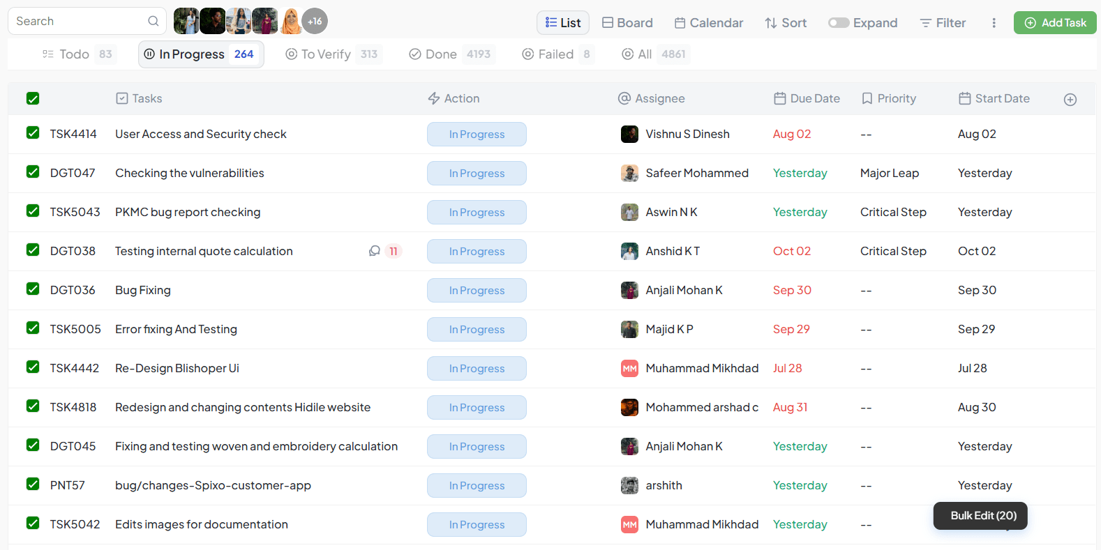 Bulk Edit Interface