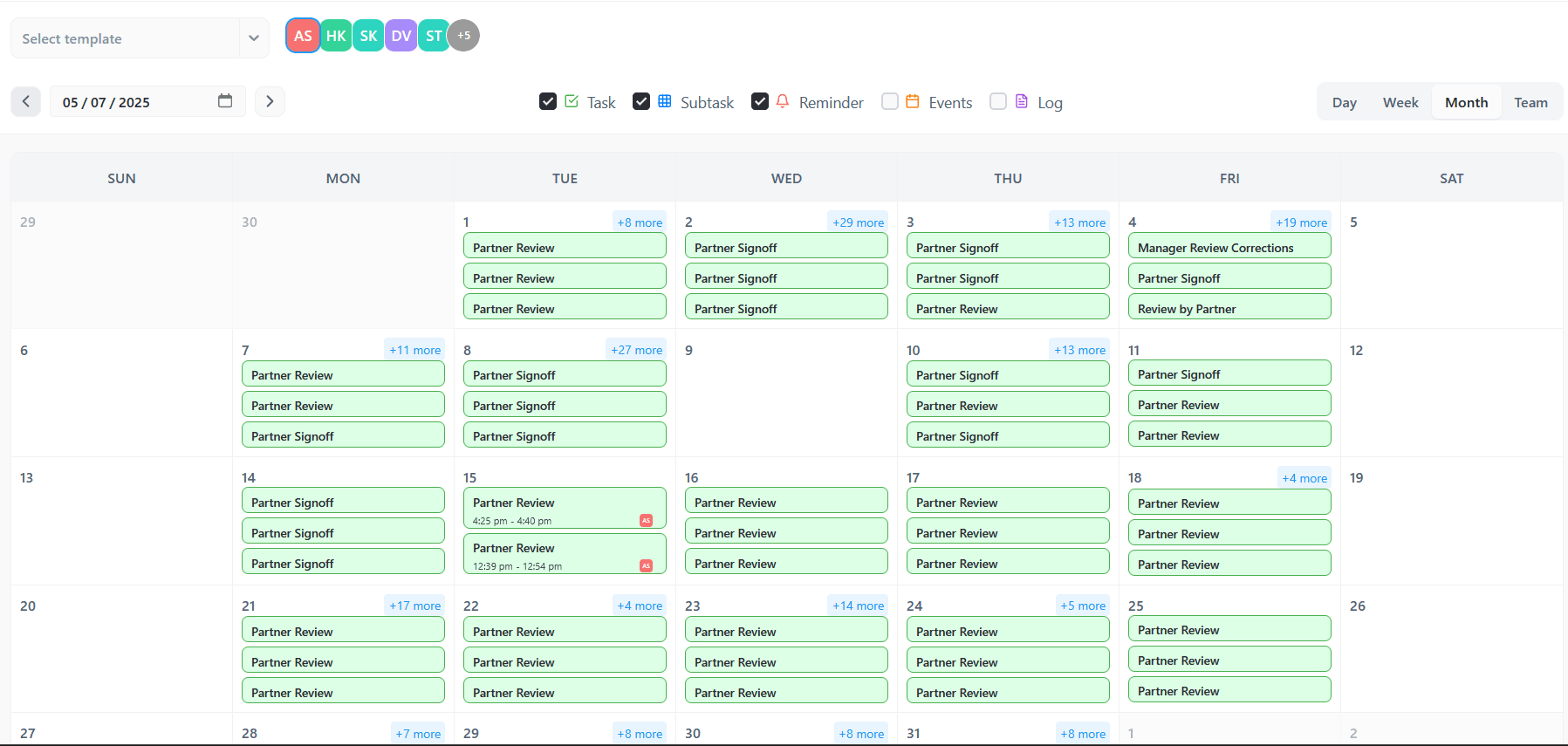 Calendar View Interface
