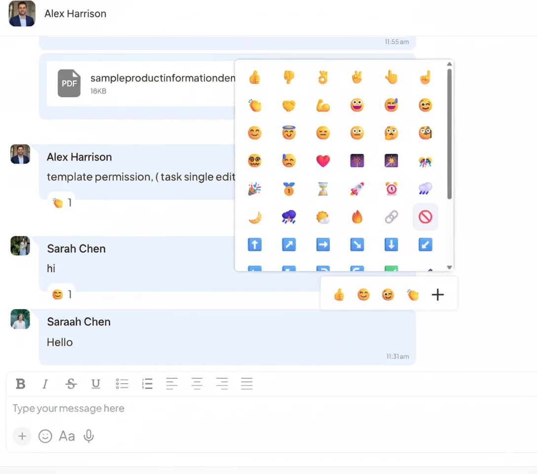 Chat Reactions Interface