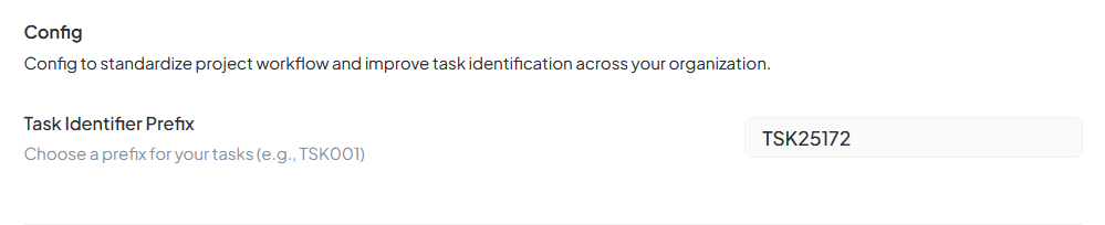 Task Identifier Prefix Configuration