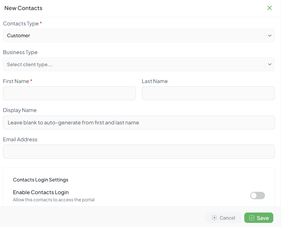 Contact Add Form Interface