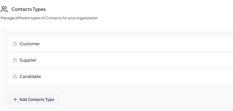Contact Types Interface
