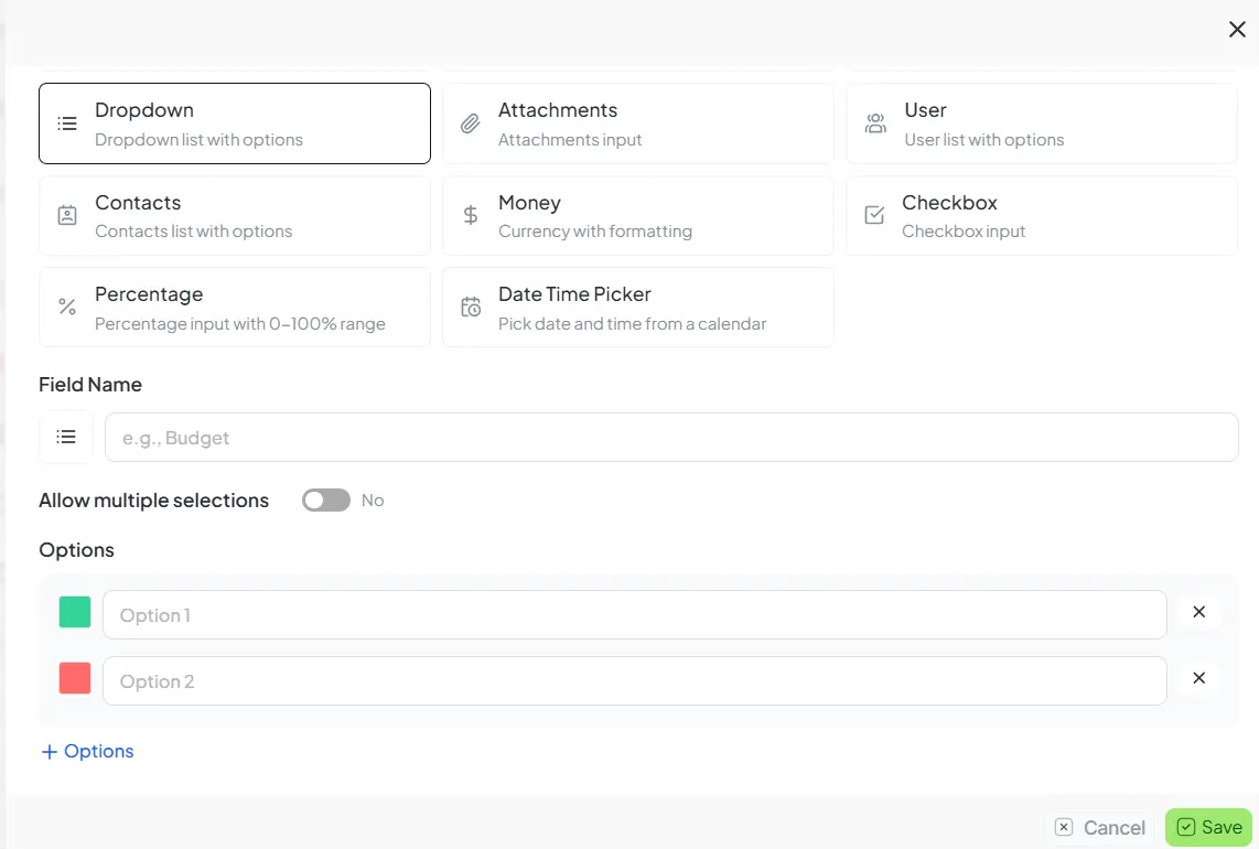Dropdown Configuration