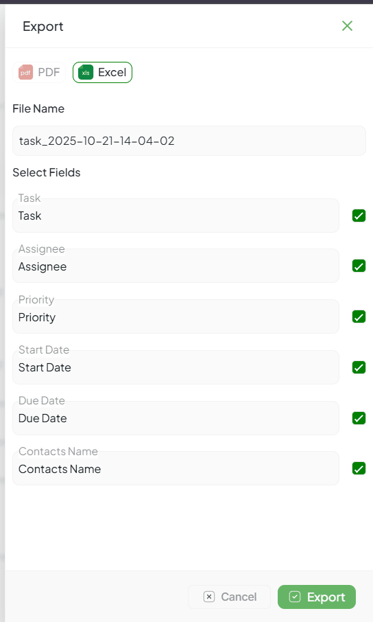 Export Functionality