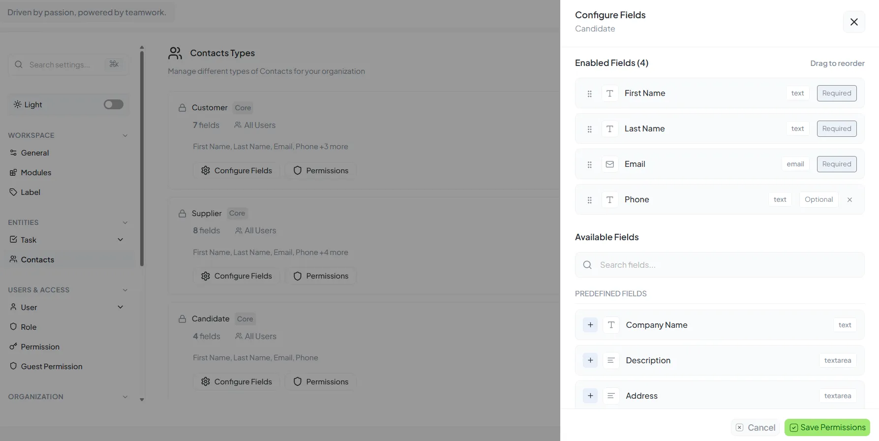 New Contact Settings