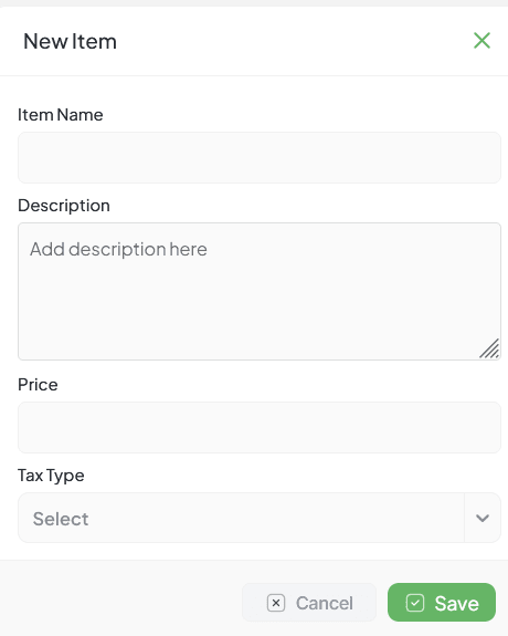 Add Item Interface