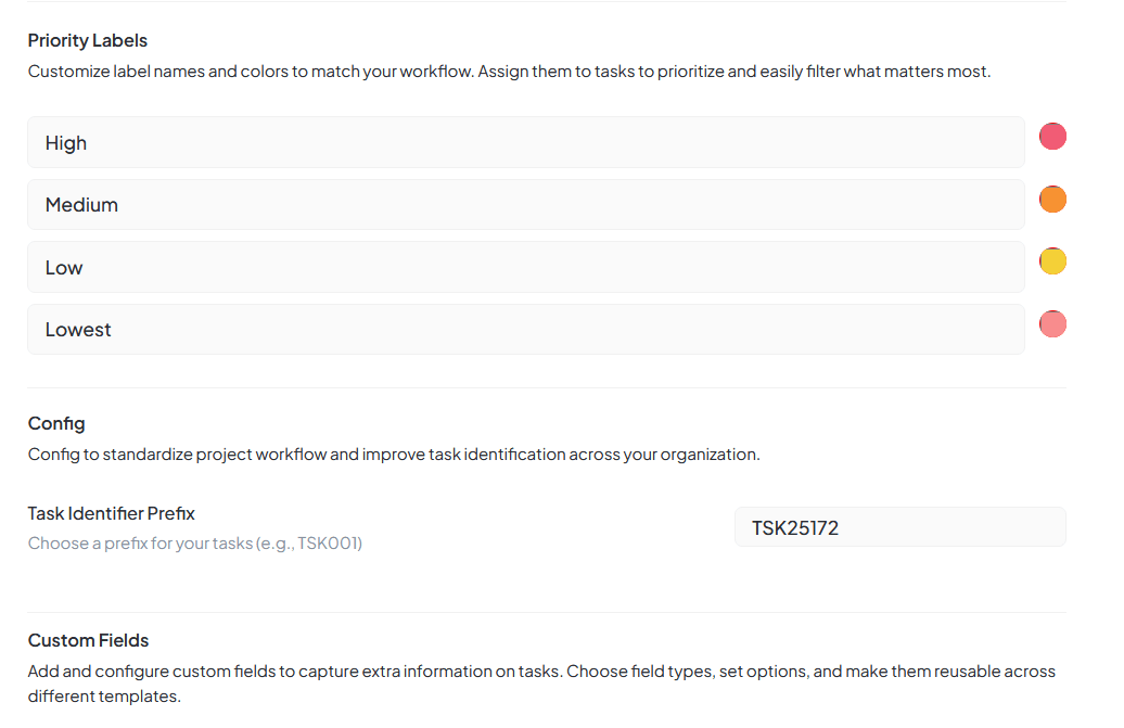Priority Labels Interface