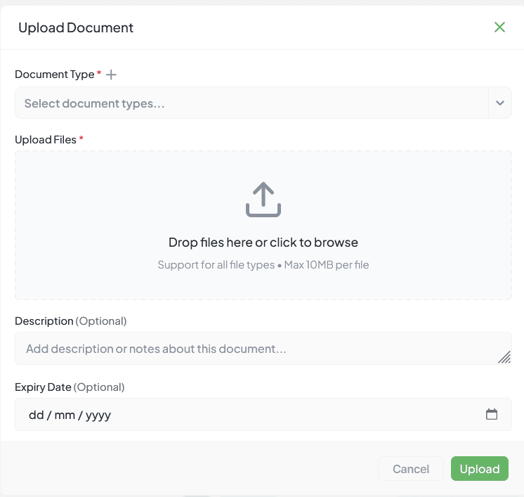 Upload Document Interface