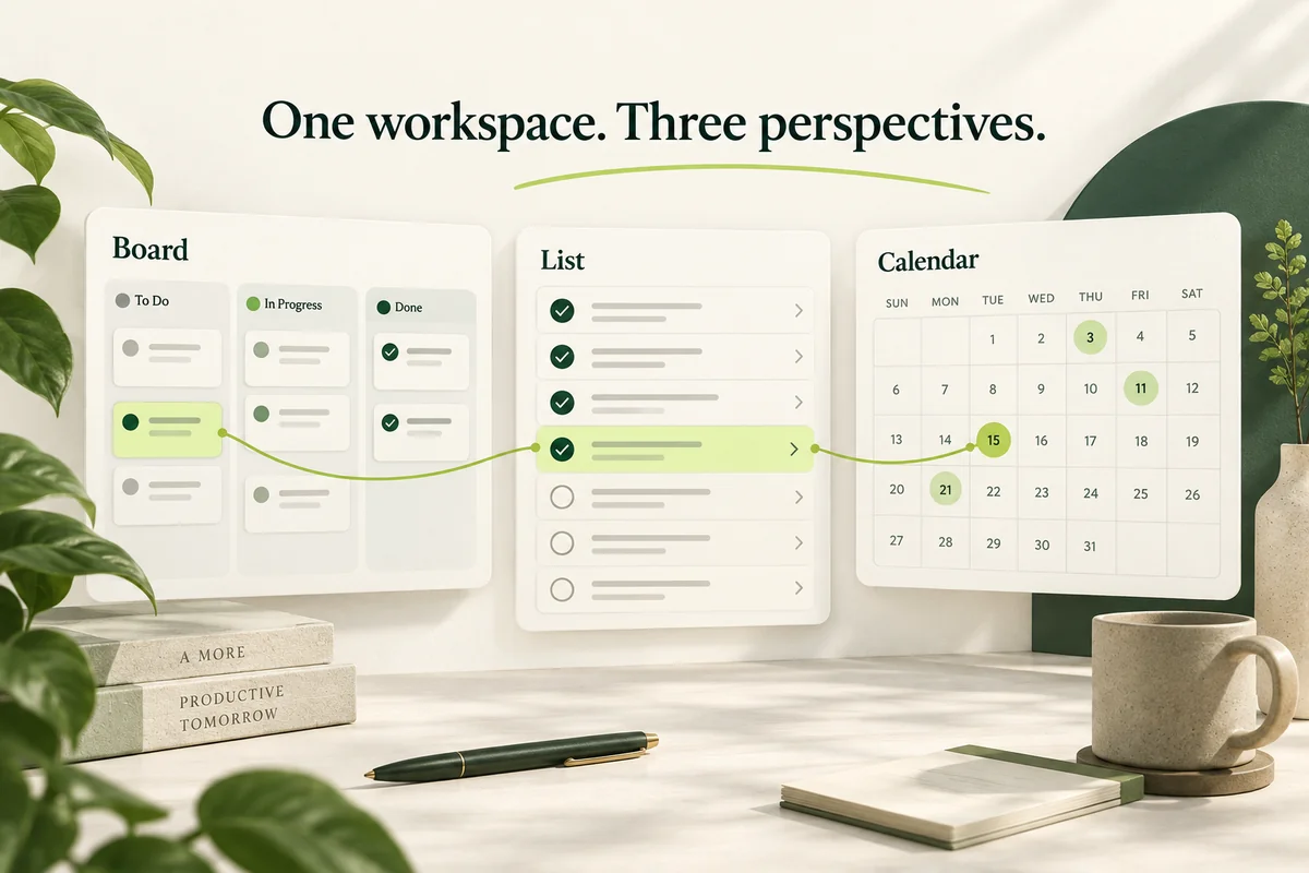 Board, List, and Calendar Views: Tools for Increased Productivity