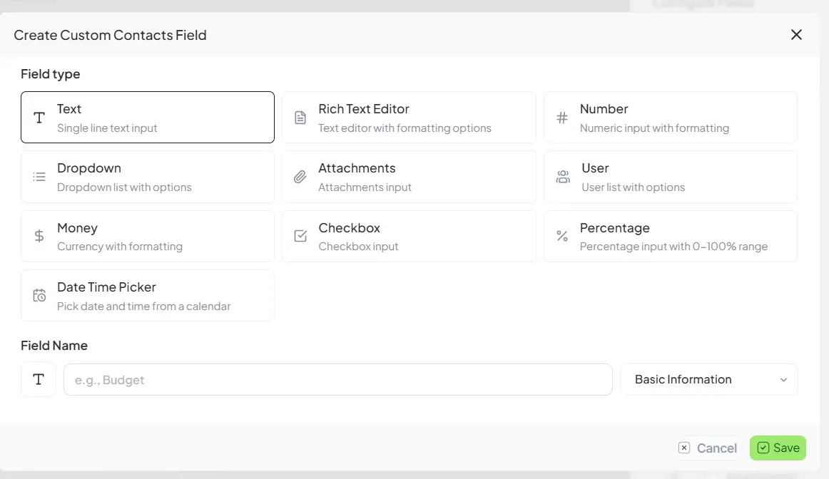 Custom Contact Fields