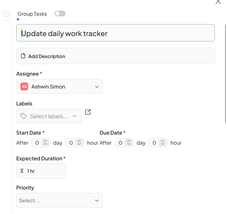 Custom Task Configuration