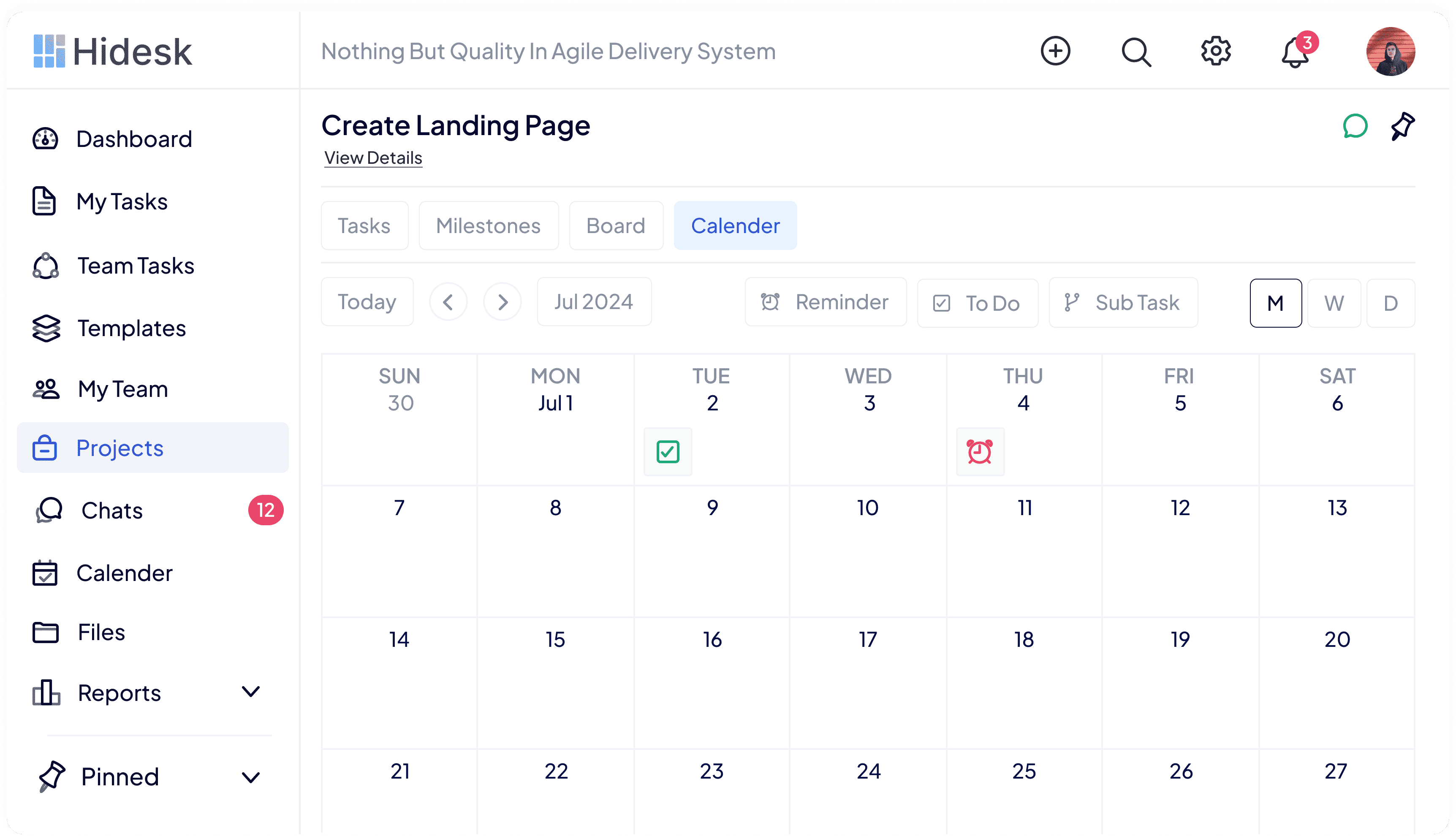 Calendar view